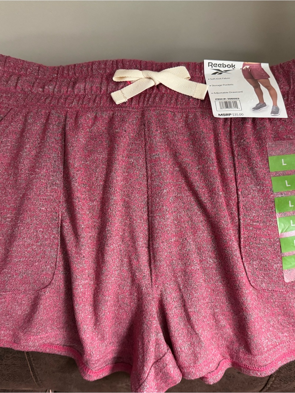 Reebok Pink Heather Athletic Shorts with Drawstring